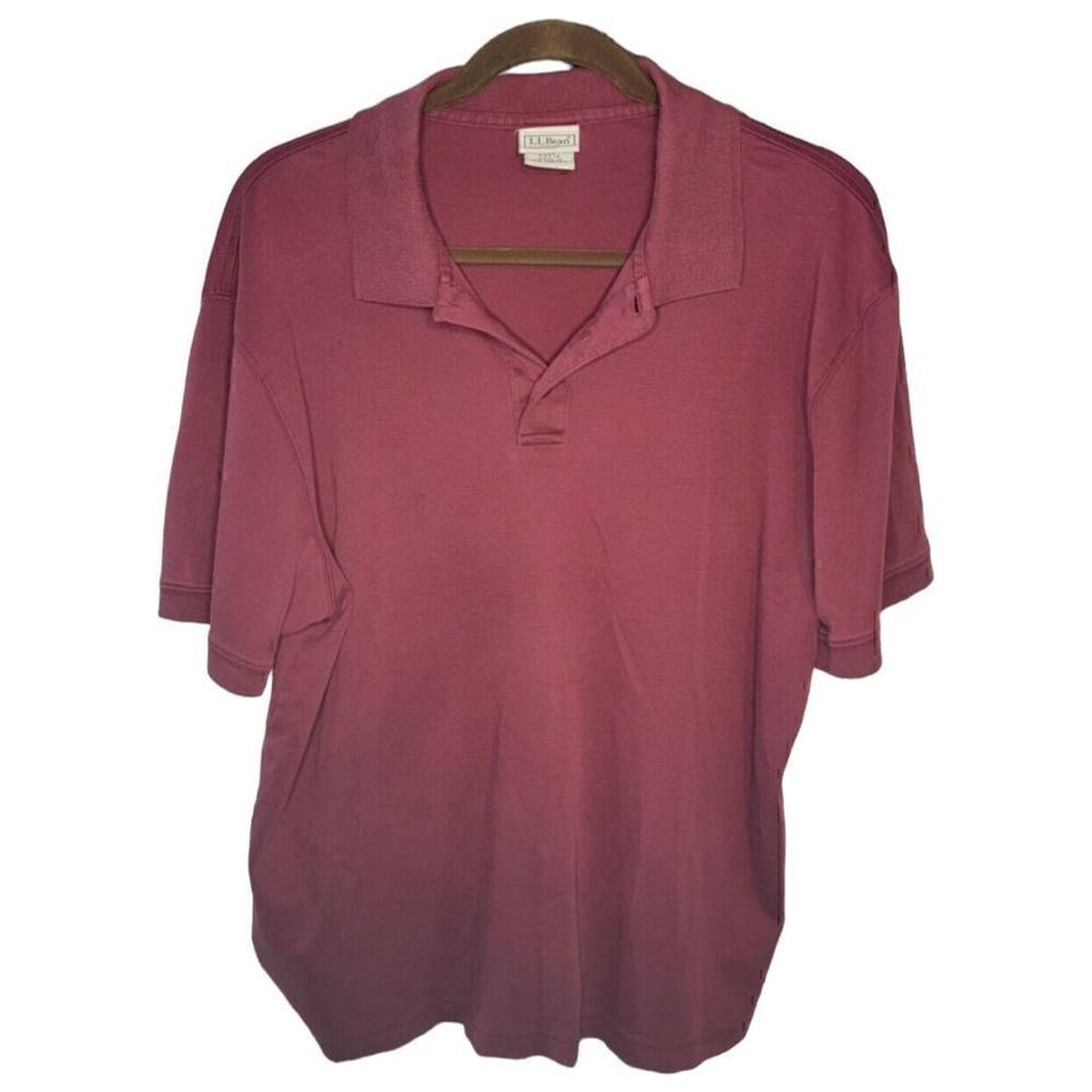L.L. Bean Polo Mens SZ L RED Golf Cotton